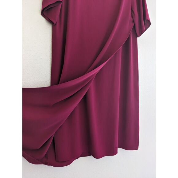 Women's Eileen Fisher Silk Crepe Shift Dress Asymmetrical Fuchsia Size Small - Picture 3 of 6